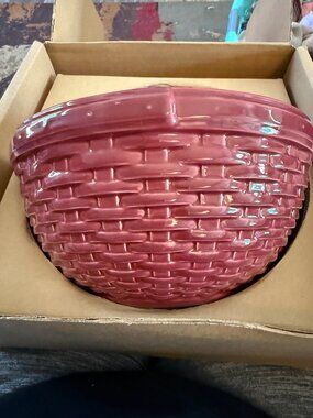 NIB - Longaberger Pottery “Woven Reflections” Bowl Paprika Red